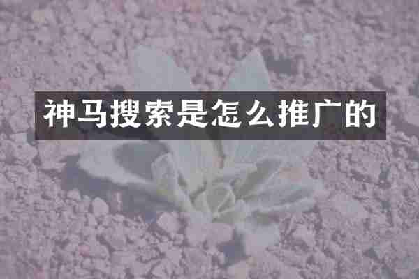 神马搜索是怎么推广的
