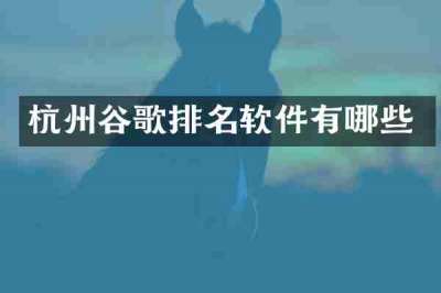 杭州谷歌排名软件有哪些