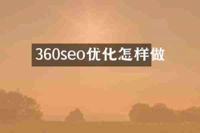 360seo优化怎样做