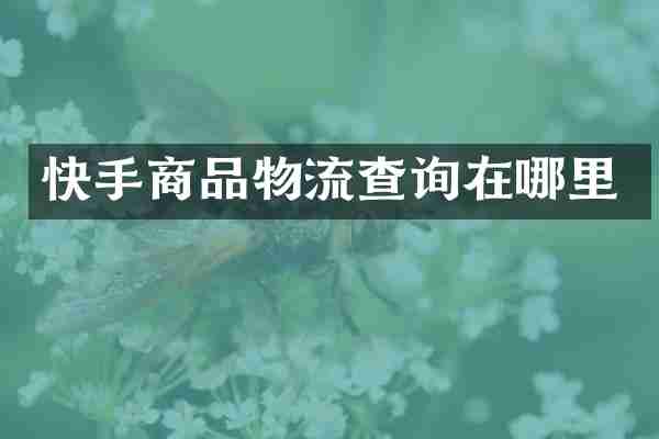 快手商品物流查询在哪里
