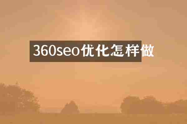 360seo优化怎样做