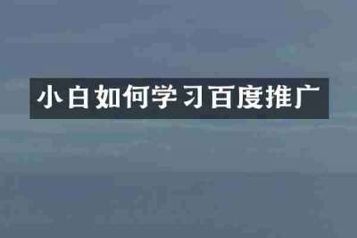 小白如何学习百度推广