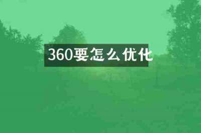360要怎么优化
