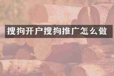搜狗开户搜狗推广怎么做