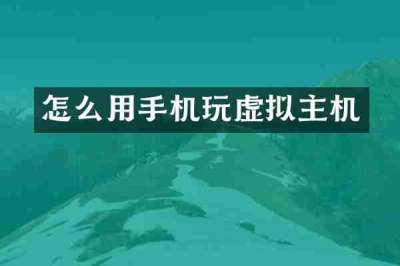 怎么用手机玩虚拟主机