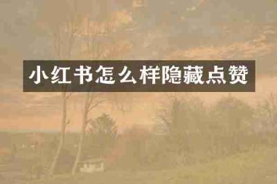 小红书怎么样隐藏点赞