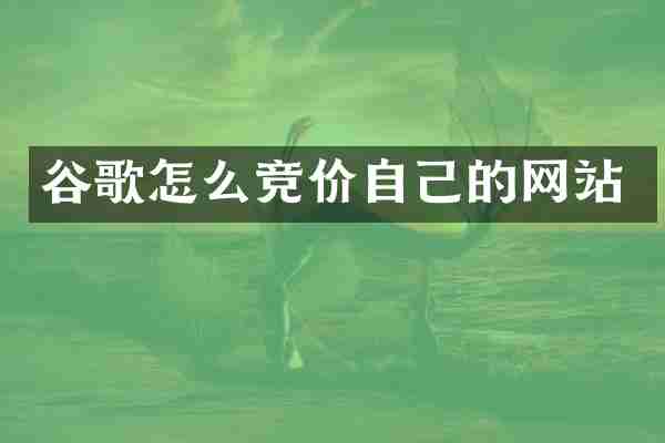 谷歌怎么竞价自己的网站