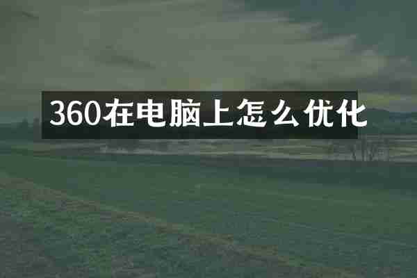 360在电脑上怎么优化