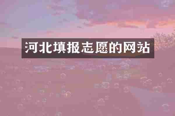河北填报志愿的网站