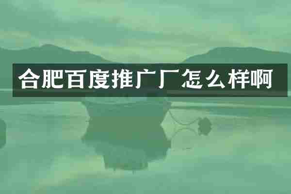 合肥百度推广厂怎么样啊