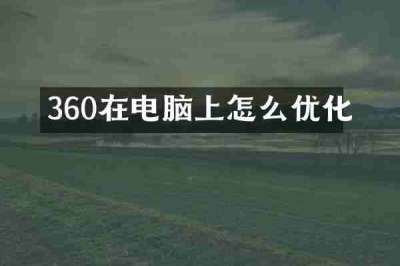 360在电脑上怎么优化