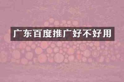 广东百度推广好不好用