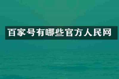 百家号有哪些官方人民网