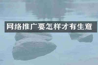 网络推广要怎样才有生意