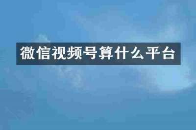 微信视频号算什么平台