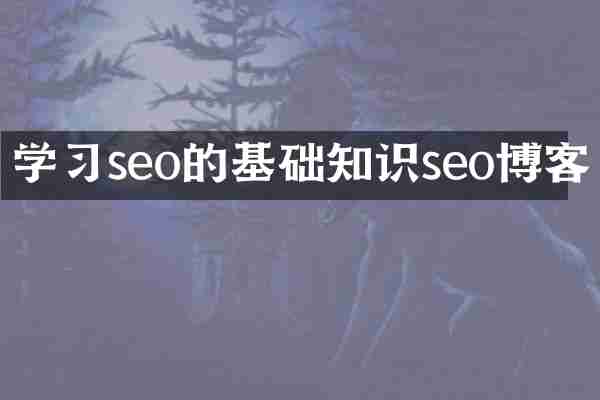 学习seo的基础知识seo博客