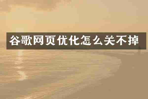 谷歌网页优化怎么关不掉