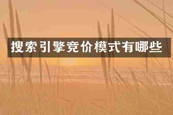 搜索引擎竞价模式有哪些