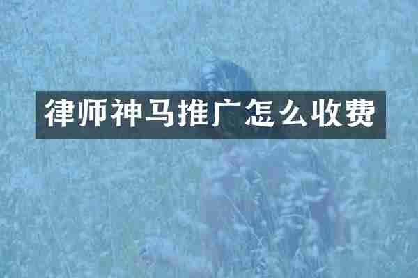 律师神马推广怎么收费