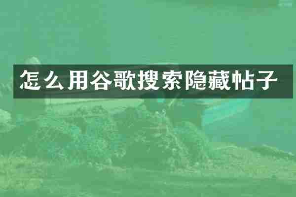 怎么用谷歌搜索隐藏帖子