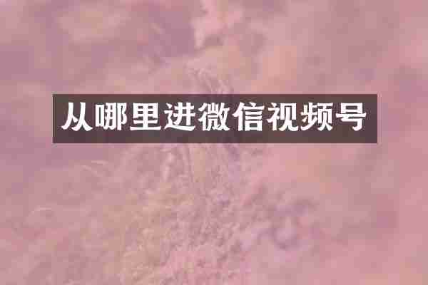 从哪里进微信视频号