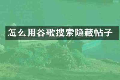 怎么用谷歌搜索隐藏帖子