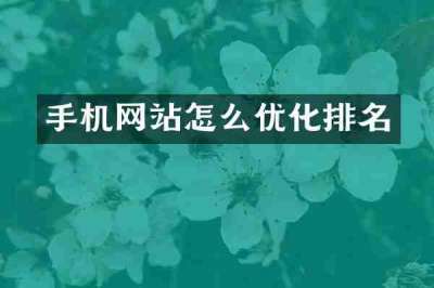 手机网站怎么优化排名