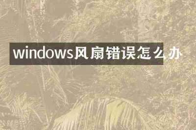 windows风扇错误怎么办