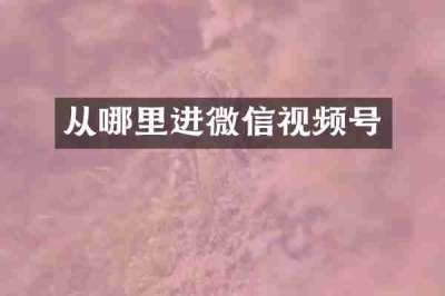 从哪里进微信视频号