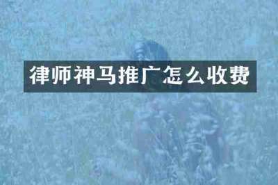 律师神马推广怎么收费