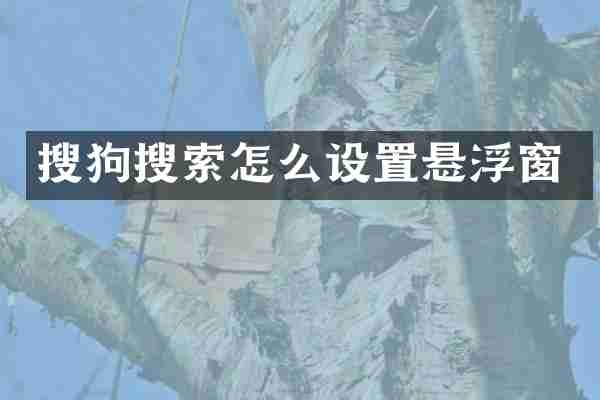 搜狗搜索怎么设置悬浮窗