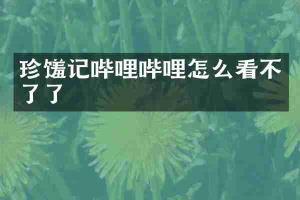 珍馐记哔哩哔哩怎么看不了了