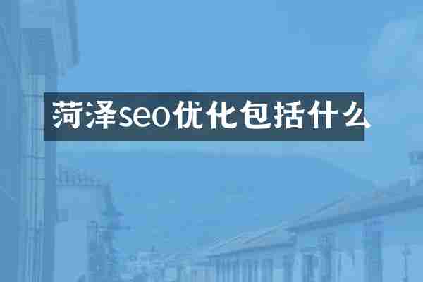 菏泽seo优化包括什么