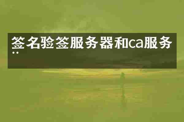 签名验签服务器和ca服务器