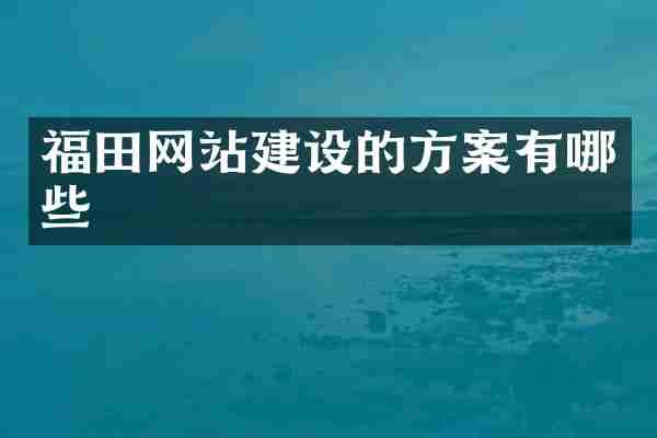 福田网站建设的方案有哪些
