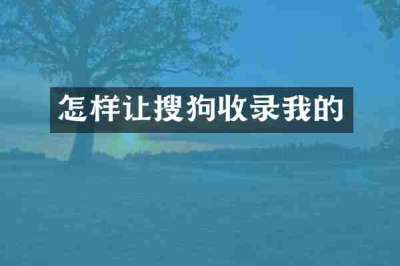 怎样让搜狗收录我的