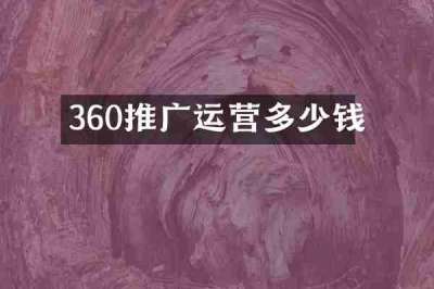 360推广运营多少钱