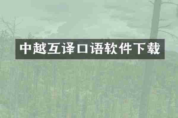 中越互译口语软件下载