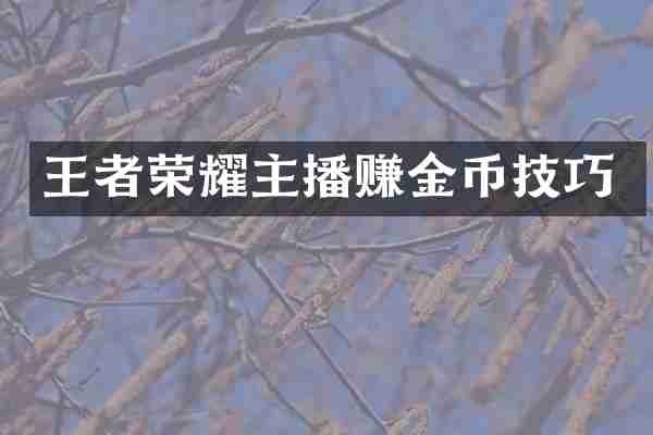王者荣耀主播赚金币技巧