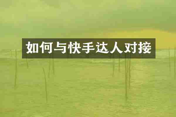 如何与快手达人对接