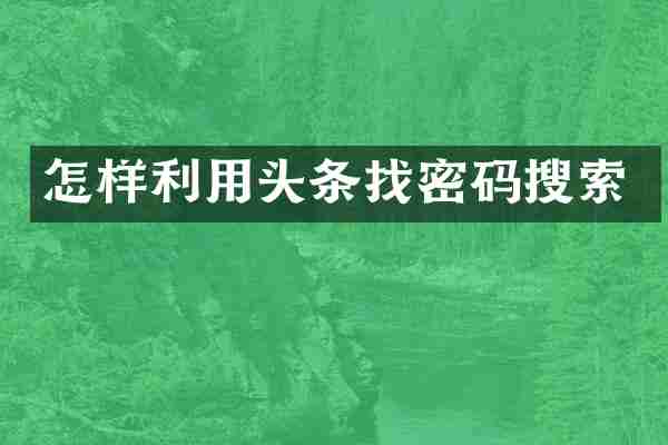 怎样利用头条找密码搜索
