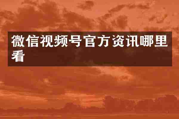 微信视频号官方资讯哪里看