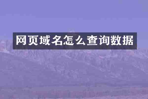 网页域名怎么查询数据