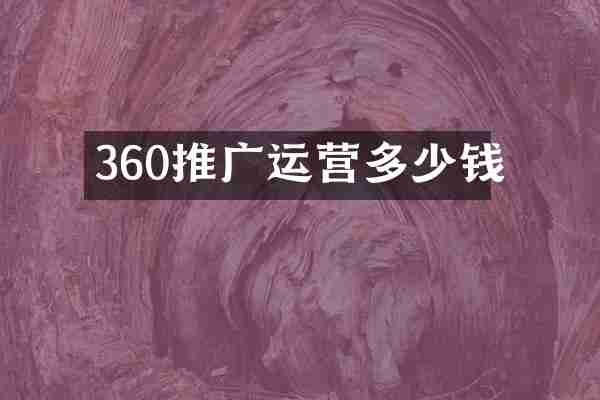 360推广运营多少钱