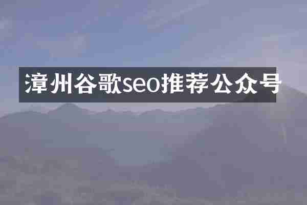 漳州谷歌seo推荐公众号