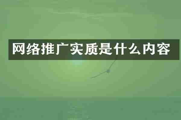 网络推广实质是什么内容
