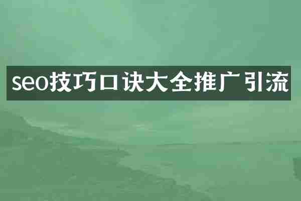 seo技巧口诀大全推广引流