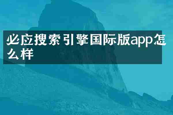 必应搜索引擎国际版app怎么样