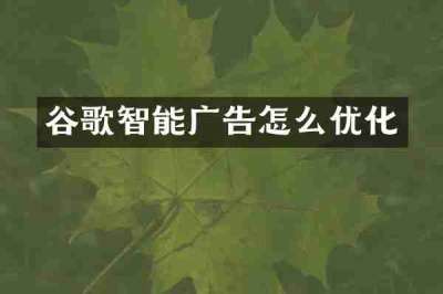 谷歌智能广告怎么优化