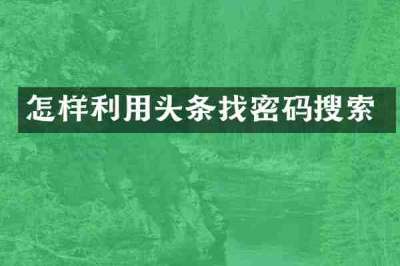 怎样利用头条找密码搜索